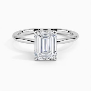 Emerald diamond cut lab grown ring